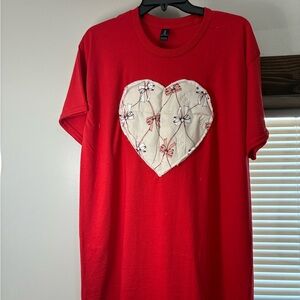 Gildan Quilted Red Heart  T-Shirt